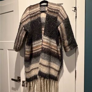 Anthropologie Striped Wool Blend coat
